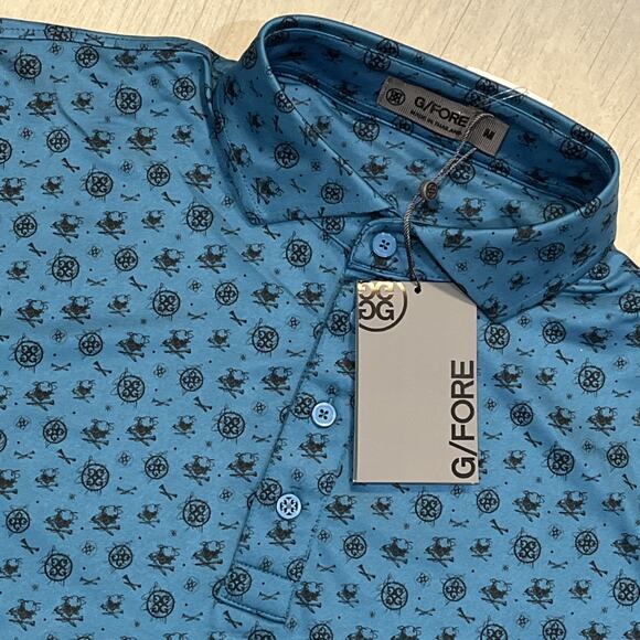 G/Fore Sketch Logo Tech Jersey Golf Polo Skull Print Size Medium $120 - Picture 1 of 6
